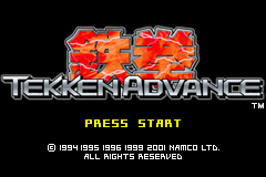 Tekken Advance title screen for GameBoy Advance